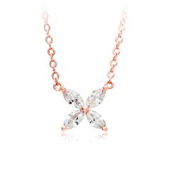 Victoria Flower Marquise CZ Necklace Rose Gold Plated