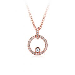 Halo Circle Stud Pendant with Swarovski® Crystals Rose Gold Plated