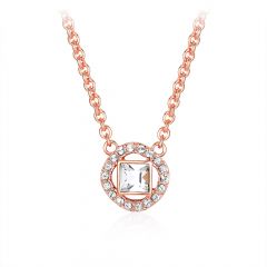 Angelic Square Pendant with Austrian Crystals Rose Gold Plated