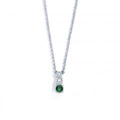 Attract Trilogy Round Pendant with Swarovski Emerald and Clear Crystals Rhodium Plated