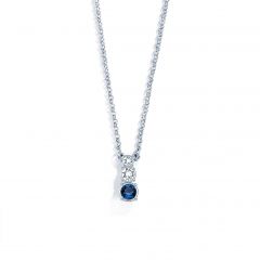 Attract Trilogy Round Pendant with Swarovski Montana and Clear Crystals Rhodium Plated
