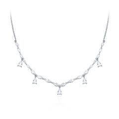 Louison Layer Necklace w Cubic Zirconia Rhodium Plated