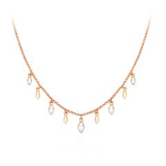 Mayfly Layer Necklace w Swarovski Crystals Rose Gold Plated