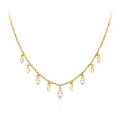 Mayfly Layer Necklace w Swarovski Crystals Gold Plated