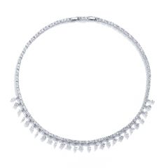 Taini Sprinkle Tennis Necklace with Cubic Zirconia Rhodium Plated