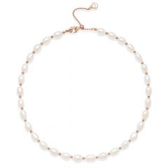 Cadence Freshwater Pearl Necklace Rose Gold Plated