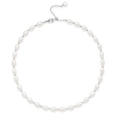 Cadence Freshwater Pearl Necklace Rhodium Plated