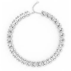 Octagon Sensational Statement Necklace Clear Crystals Rhodium Plated
