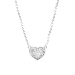 Alana Heart Necklace Clear Crystals Rhodium Plated