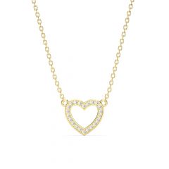 Open Heart Necklace Clear Crystals Gold Plated