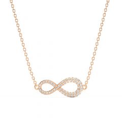 Infinity Pave Necklace Clear Crystals Rose Gold Plated