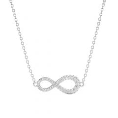 Infinity Pave Necklace Clear Crystals Rhodium Plated