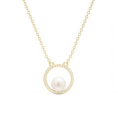 Halo Freshwater Pearl Necklace Freshwater Pearl Gold Plated