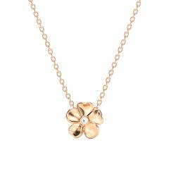 Cherry Blossom Flower Necklace Clear Crystals Rose Gold Plated