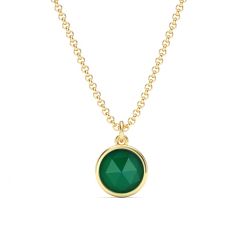 Round Rose Cut Green Onyx Pendant Gold Plated