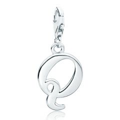 Letter Q Initial Charm Rhodium Plated