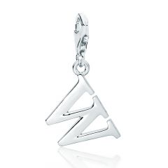 Letter W Initial Charm Rhodium Plated