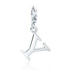 Letter Y Initial Charm Rhodium Plated