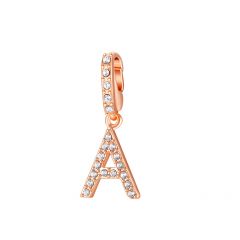 Affinity Charm Letter A with clear Crystals Rose Gold Plated