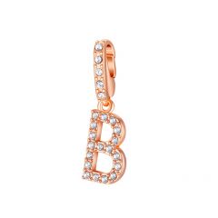 Affinity Charm Letter B with clear Crystals Rose Gold Plated