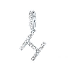 Affinity Charm Letter H with clear Crystals Rhodium Plated