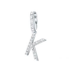 Affinity Charm Letter K with clear Crystals Rhodium Plated