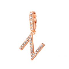 Affinity Charm Letter N with clear Crystals Rose Gold Plated