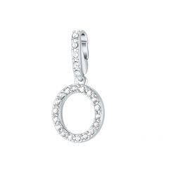 Affinity Charm Letter O with clear Crystals Rhodium Plated