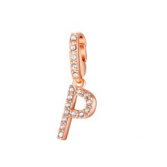 Affinity Charm Letter P with clear Crystals Rose Gold Plated