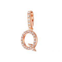 Affinity Charm Letter Q with clear Crystals Rose Gold Plated