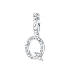 Affinity Charm Letter Q with clear Crystals Rhodium Plated