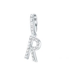 Affinity Charm Letter R with clear Crystals Rhodium Plated