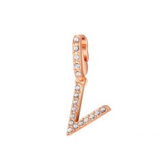 Affinity Charm Letter V with clear Crystals Rose Gold Plated