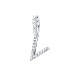 Affinity Charm Letter V with clear Crystals Rhodium Plated