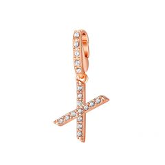 Affinity Charm Letter X with clear Crystals Rose Gold Plated
