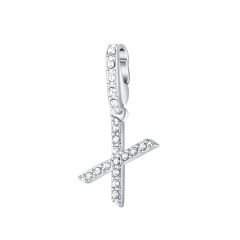 Affinity Charm Letter X with clear Crystals Rhodium Plated