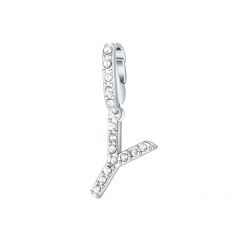 Affinity Charm Letter Y with clear Crystals Rhodium Plated