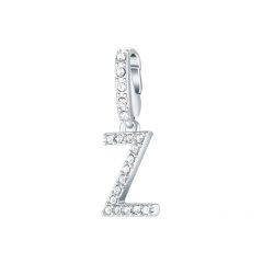 Affinity Charm Letter Z with clear Crystals Rhodium Plated