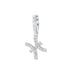 Affinity Charm Pisces Zodiac Sign with clear Crystals Rhodium Plated