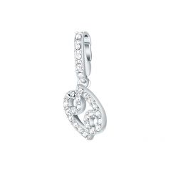 Affinity Charm Cancer Zodiac Sign with clear Crystals Rhodium Plated