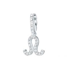 Affinity Charm Leo Zodiac Sign with clear Crystals Rhodium Plated