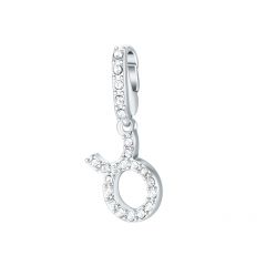Affinity Charm Taurus Zodiac Sign with clear Crystals Rhodium Plated