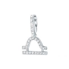 Affinity Charm Libra Zodiac Sign with clear Crystals Rhodium Plated
