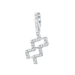 Affinity Charm Aquarius Zodiac Sign with clear Crystals Rhodium Plated