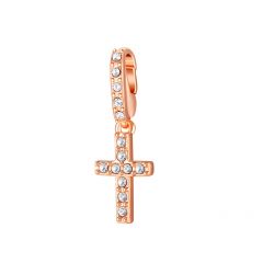 Affinity Cross Charm with clear Crystals Rose Gold Plated