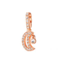 Affinity Moon Crescent Charm with clear Crystals Rose Gold Plated
