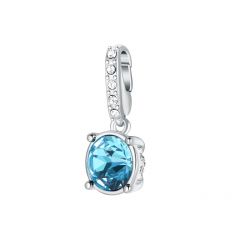 Affinity Pisces Birthstone Charm made with Clear Aquamarine Crystals Rhodium Plated