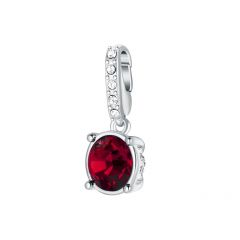 Affinity Cancer Birthstone Charm made with Ruby Crystals Rhodium Plated