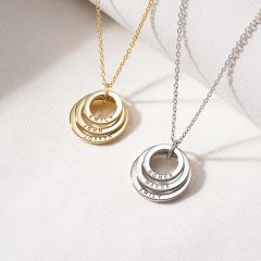 Personalised Triple Family Circles Necklace in Sterling Silver