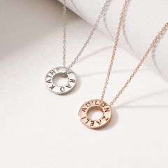 Personalised Holepunched Eternal Circle Necklace in Sterling Silver